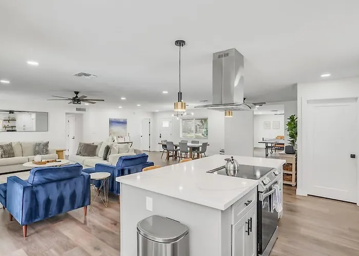 Modern Retreat With Pool Putting Games